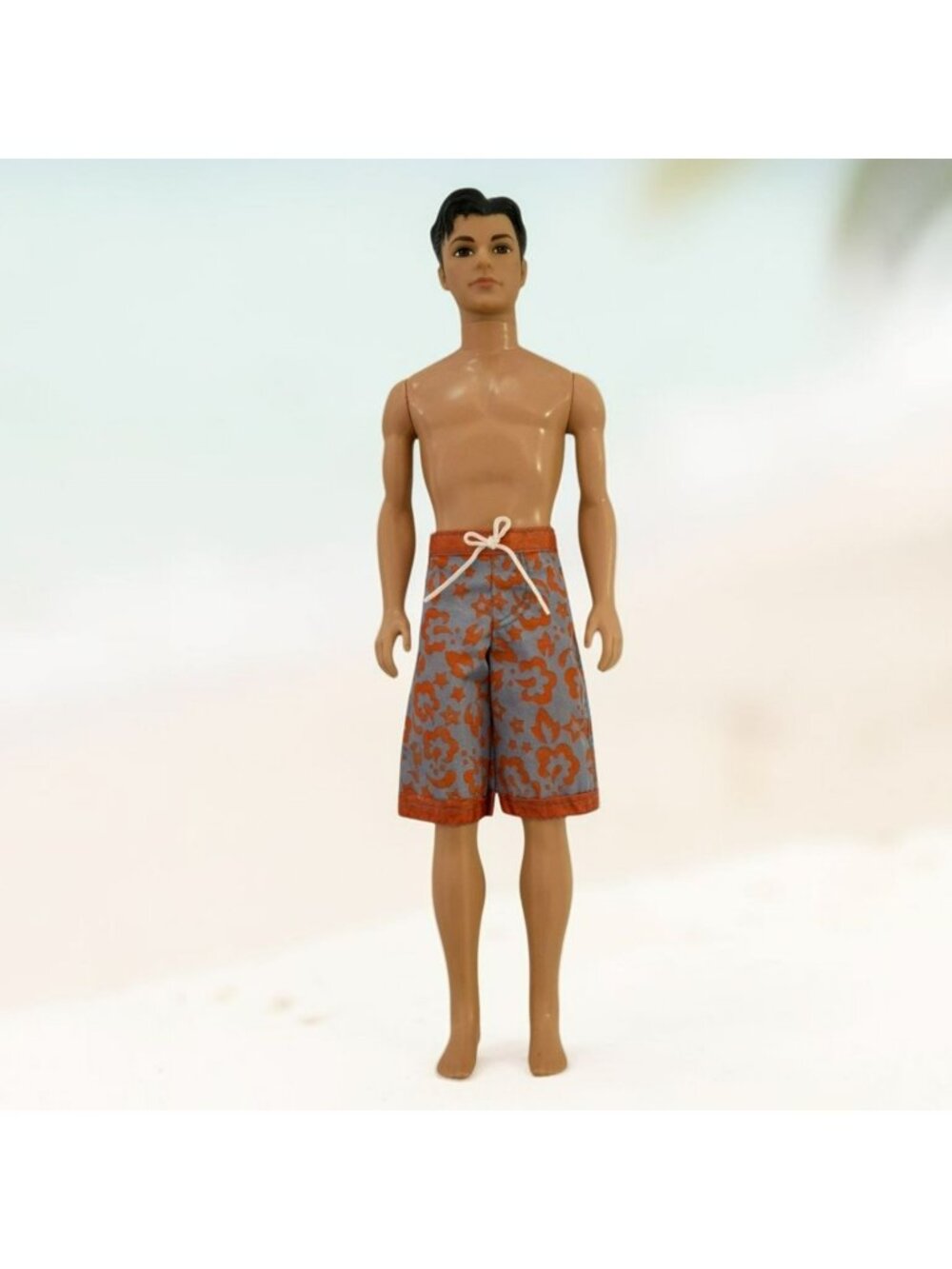 Ken Barbie Doll Fashionistas Brown Molded Hair Beach Swim Shorts Man Male Toy